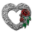 Scroll Heart with Roses Lapel Pin